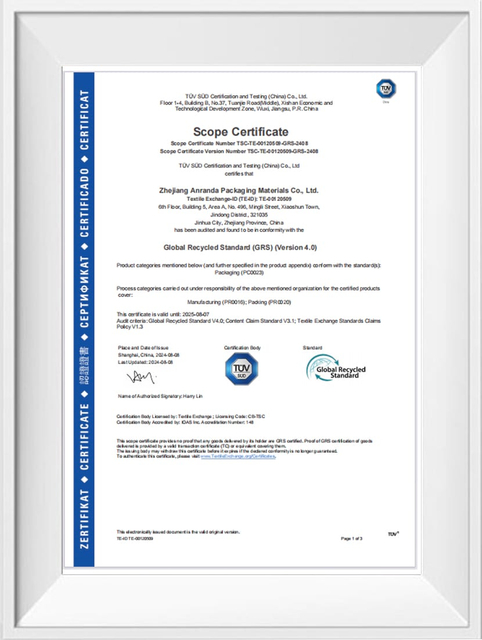 Honeycomb Paper Roll certification